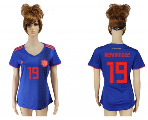 Women's Colombia #19 Hernandez Away Soccer Country Jersey